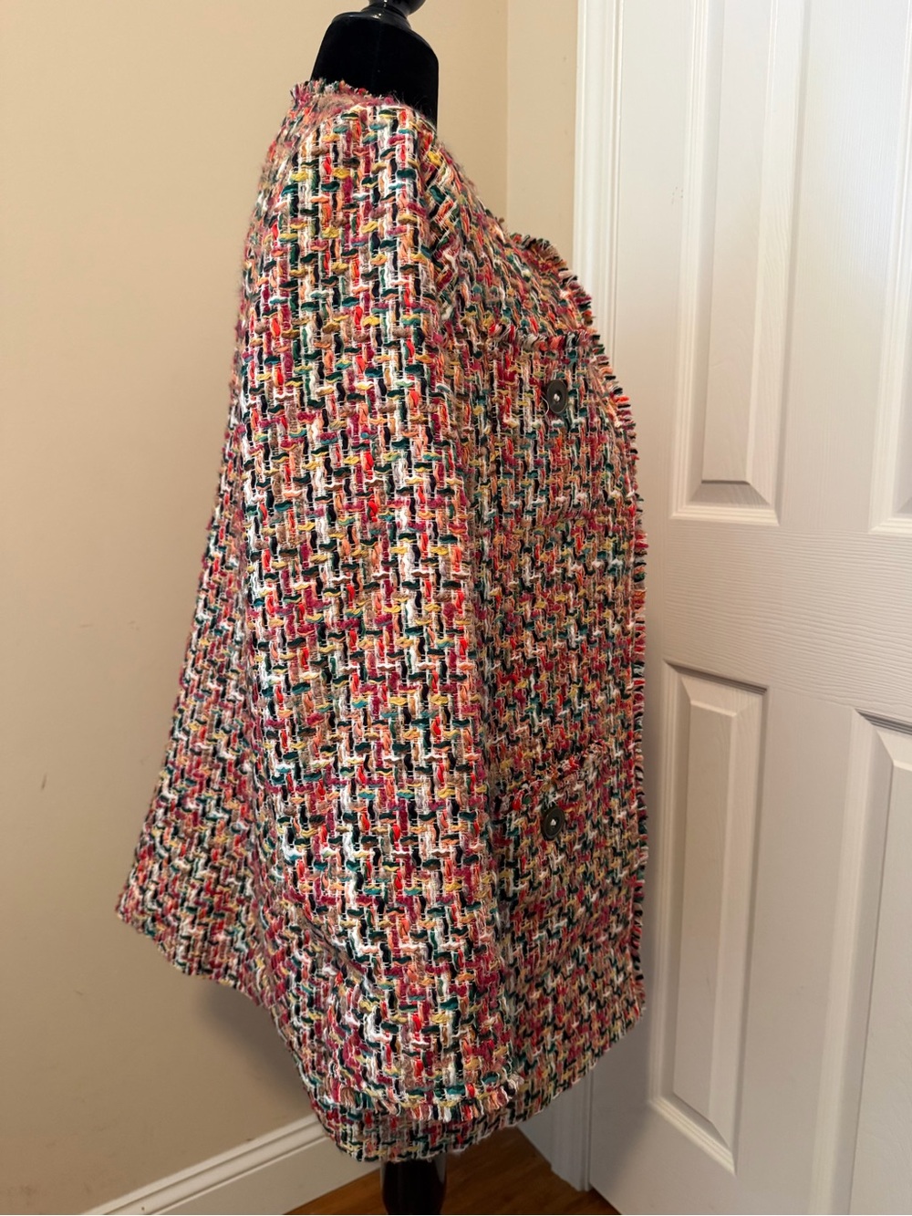Talbots Multi Color Candy Tweed Fringe Topper Size 16 - Picture 5 of 16